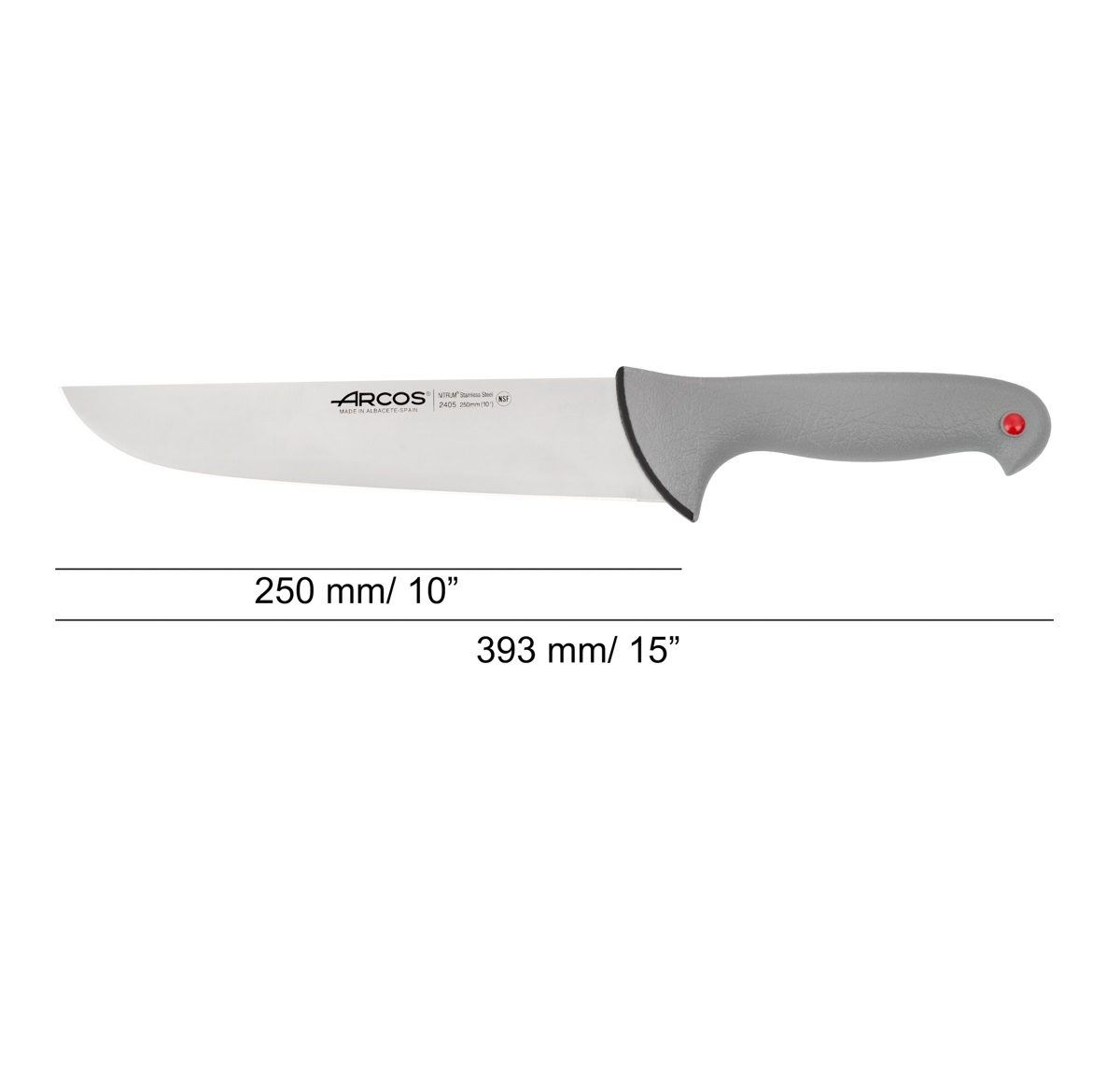 Cuchillo Carnicero Arcos con hoja de 250 mm Colour Prof con mango doble inyectado gris