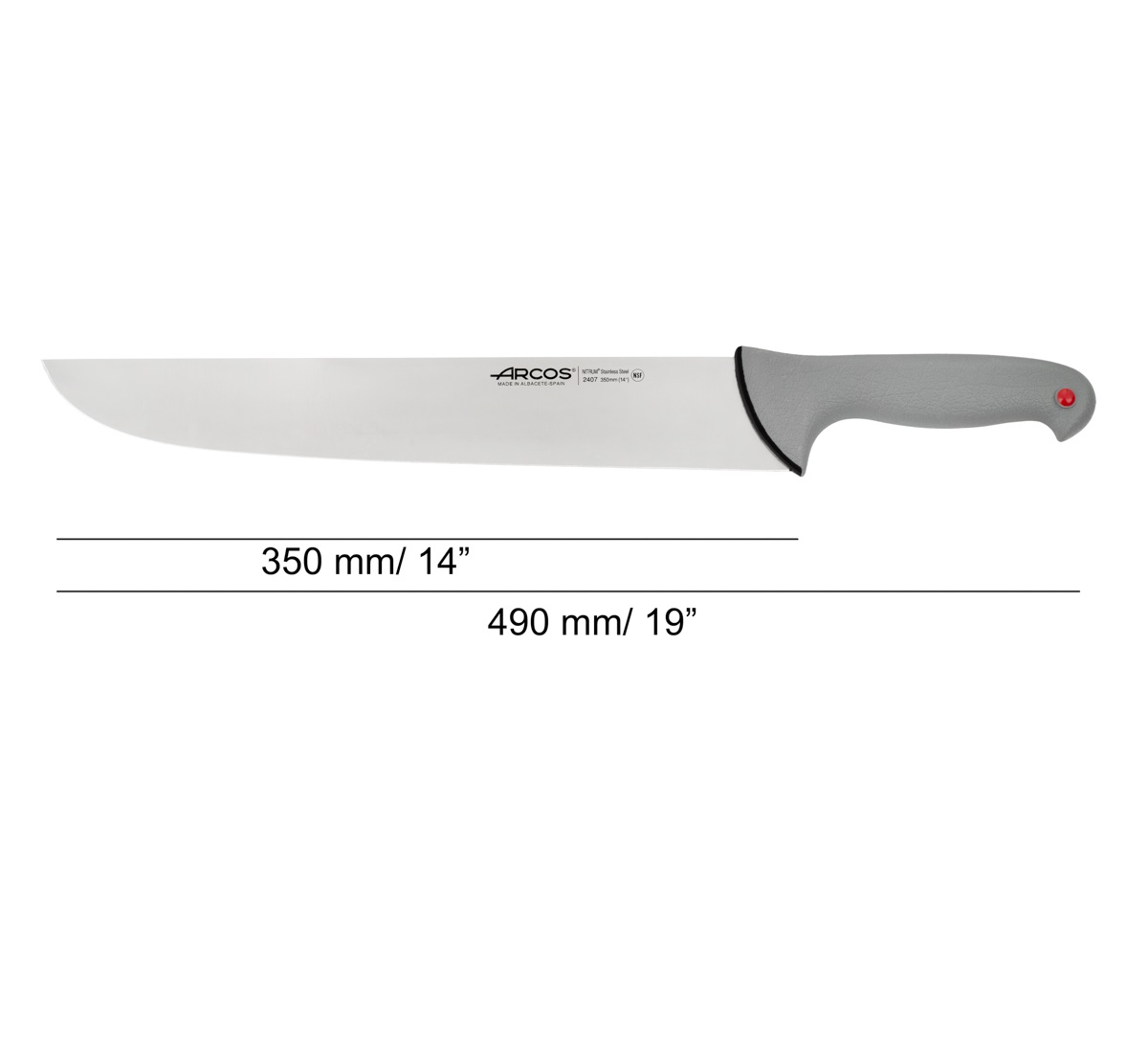 Arcos Butcher Knife with a 350 mm Colour Prof blade and a grey double injected handle