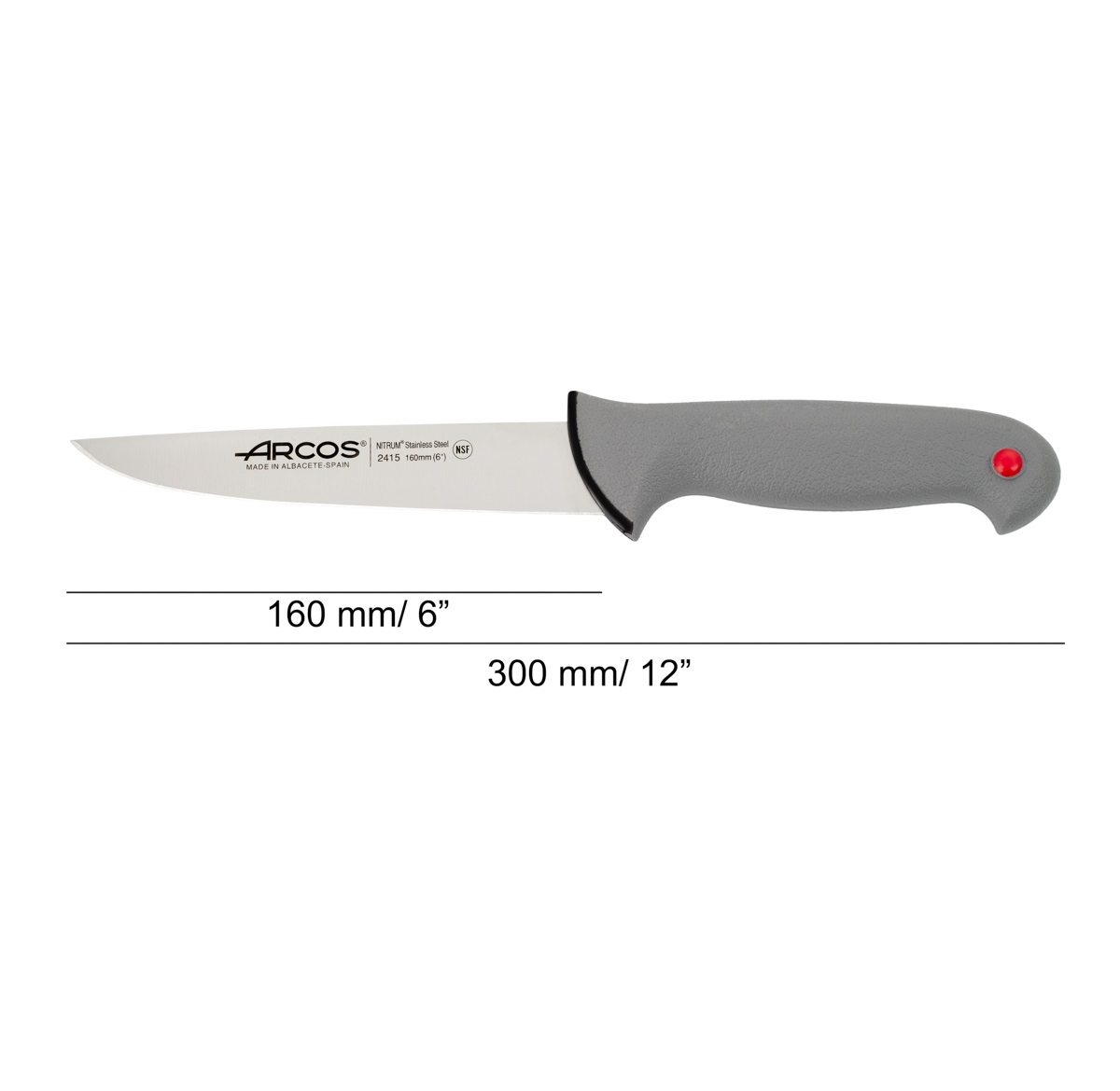 Couteau de boucher Arcos avec lame Colour Prof de 160 mm et manche gris double injection