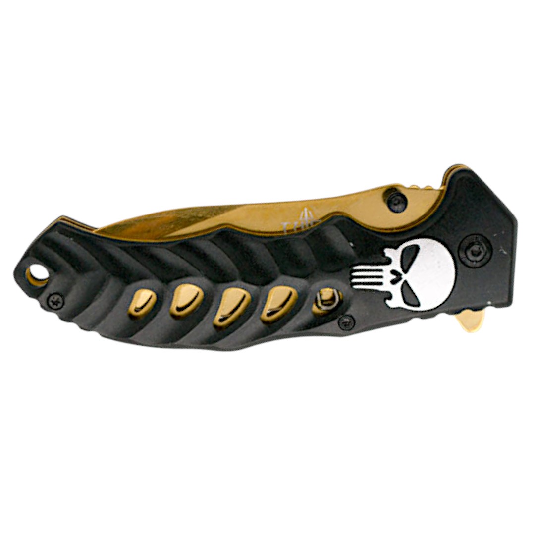 Couteau de poche tactique avec lame dorée de 9 cm Third