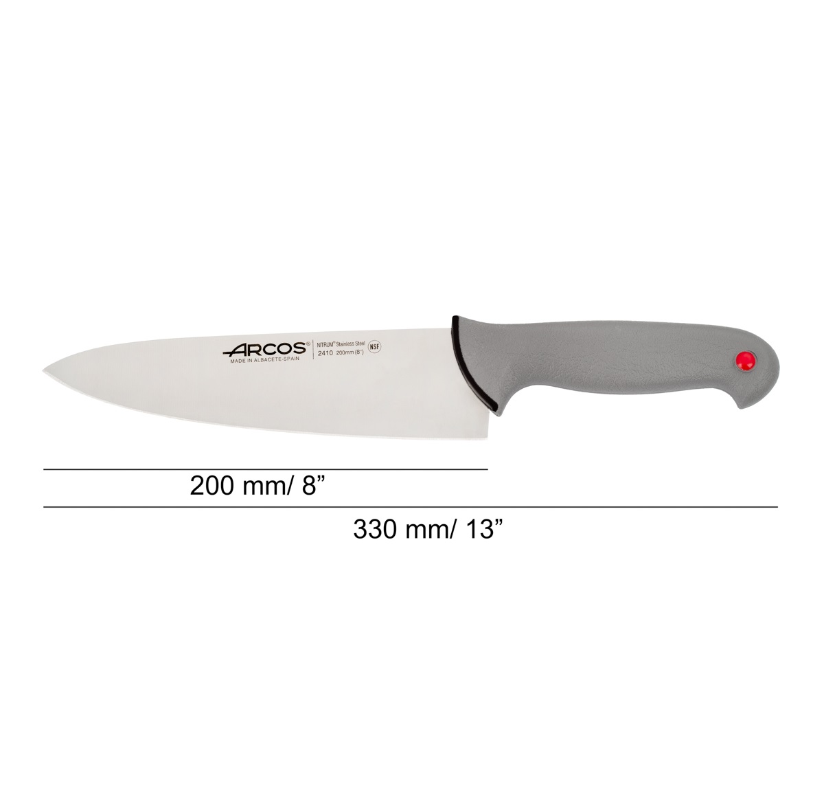 Coltello da chef Arcos con lama da 20 cm e manico nero a doppia iniezione