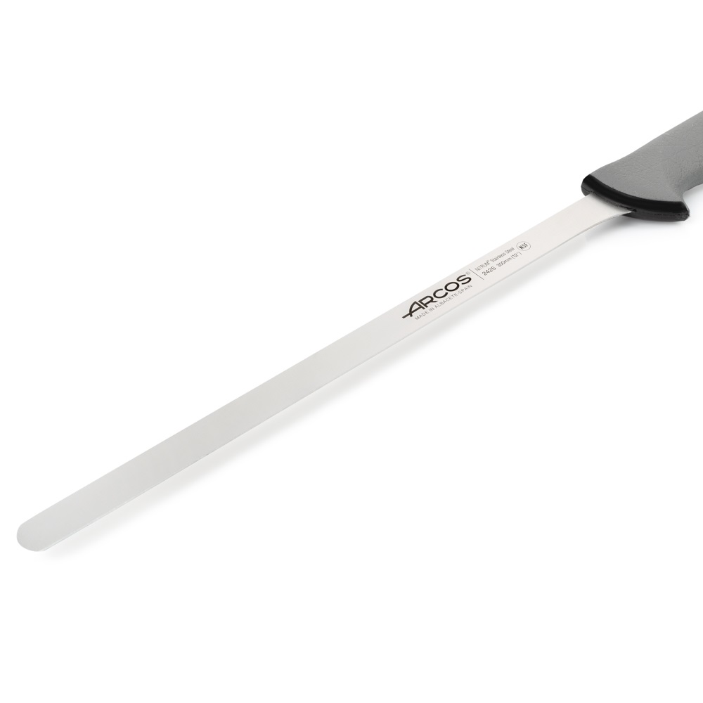 Coltello da prosciutto Arcos a punta tonda con lama da 30 cm e manico grigio a doppia iniezione