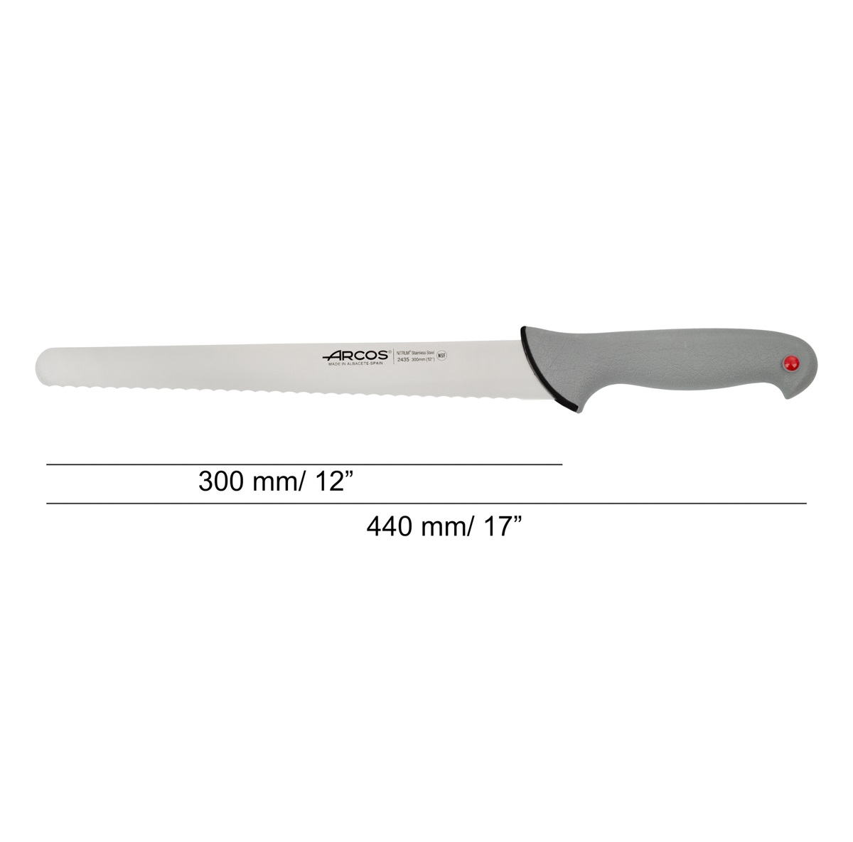 Coltello da pasticceria Arcos con lama perlata da 30 cm e manico grigio a doppia iniezione
