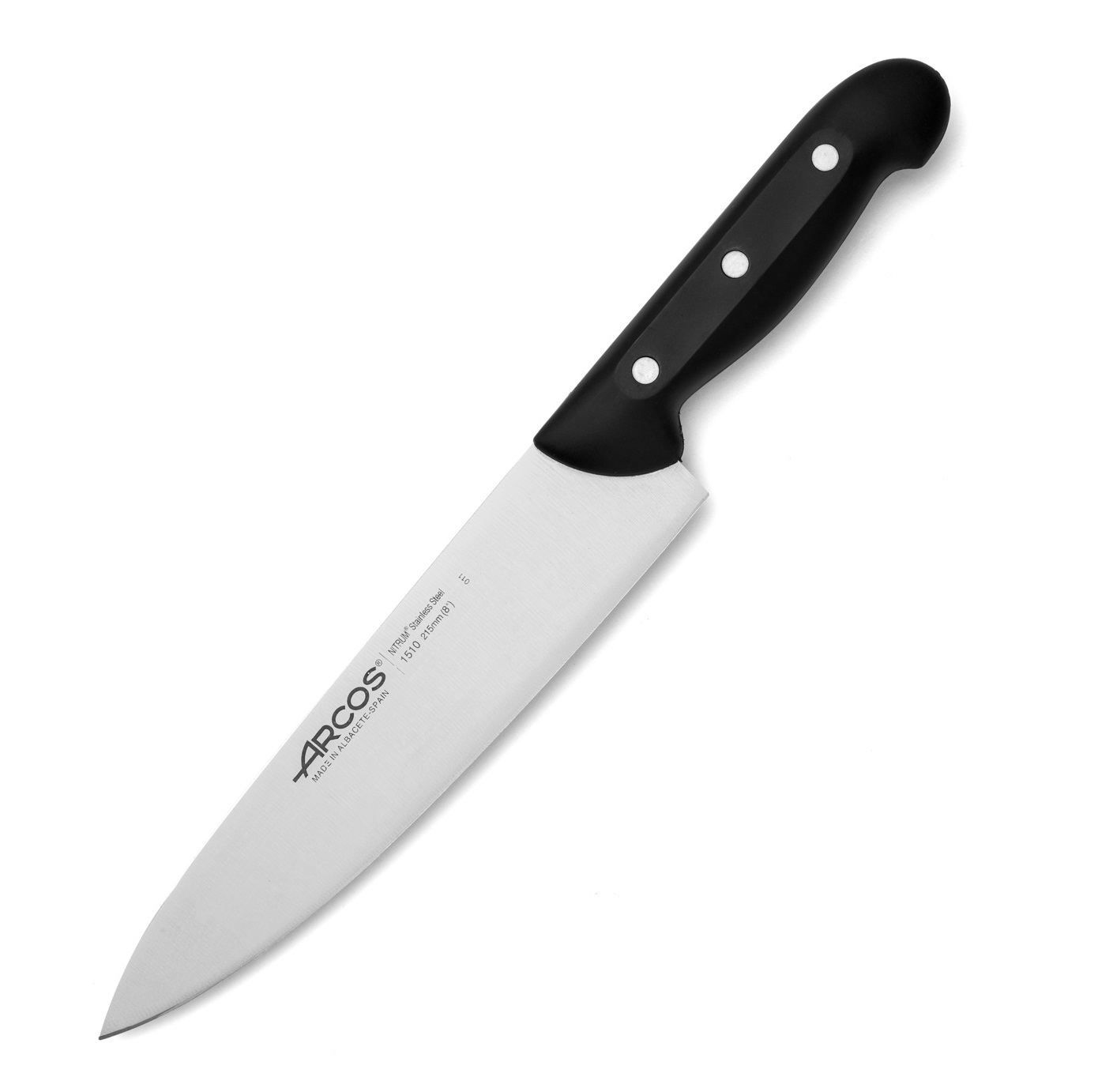 Cuchillo cocinero Arcos Maitre con mango de polipropileno negro y... Cuchillo cocinero Arcos Maitre con mango de polipropileno negro y...