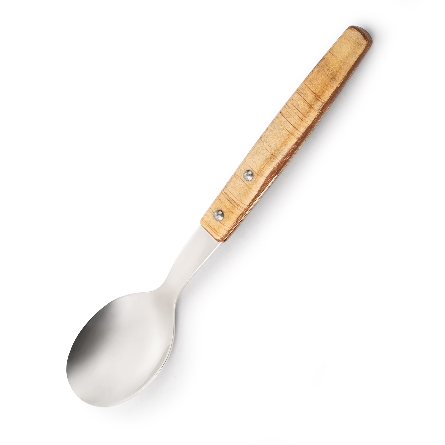 12 Arcos-Esslöffel (205 mm) mit hellbraunem Griff aus Pressholz