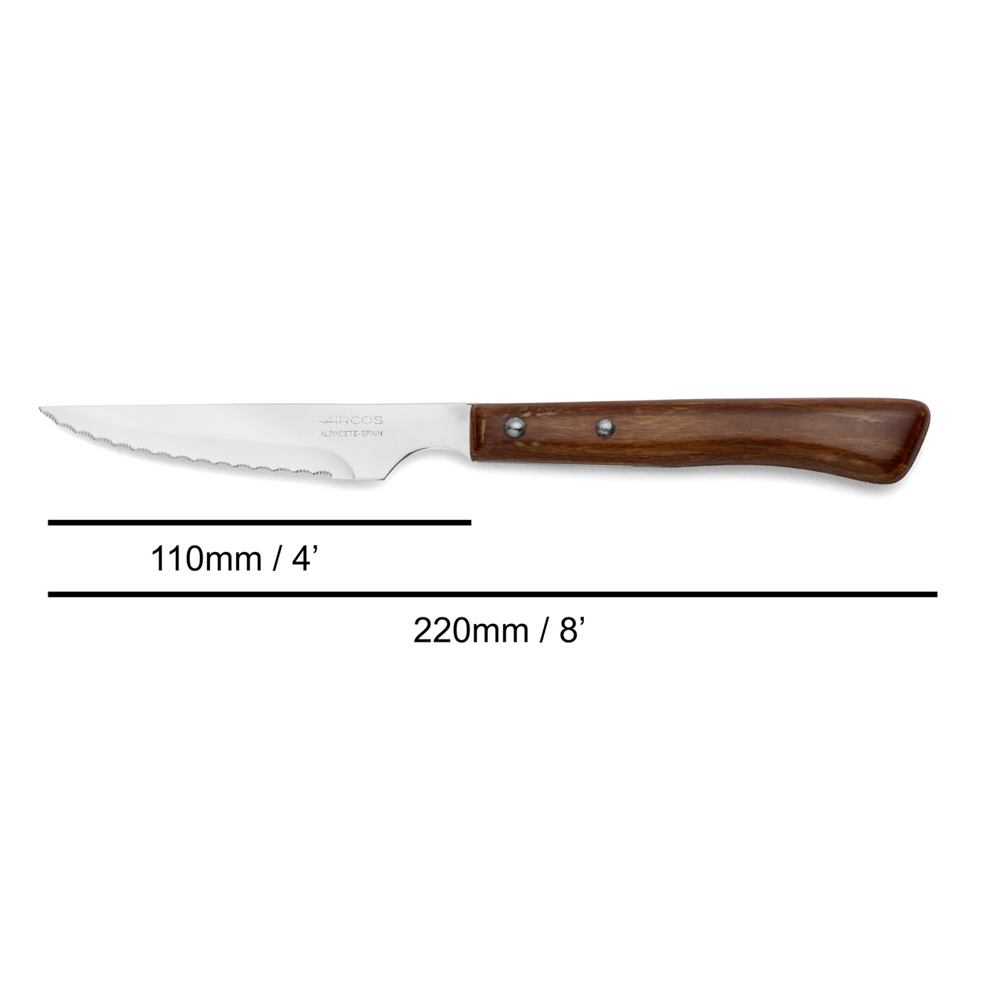 12 Arcos 220mm Gregorio Series steak knives with compressed wood handle (bulk)