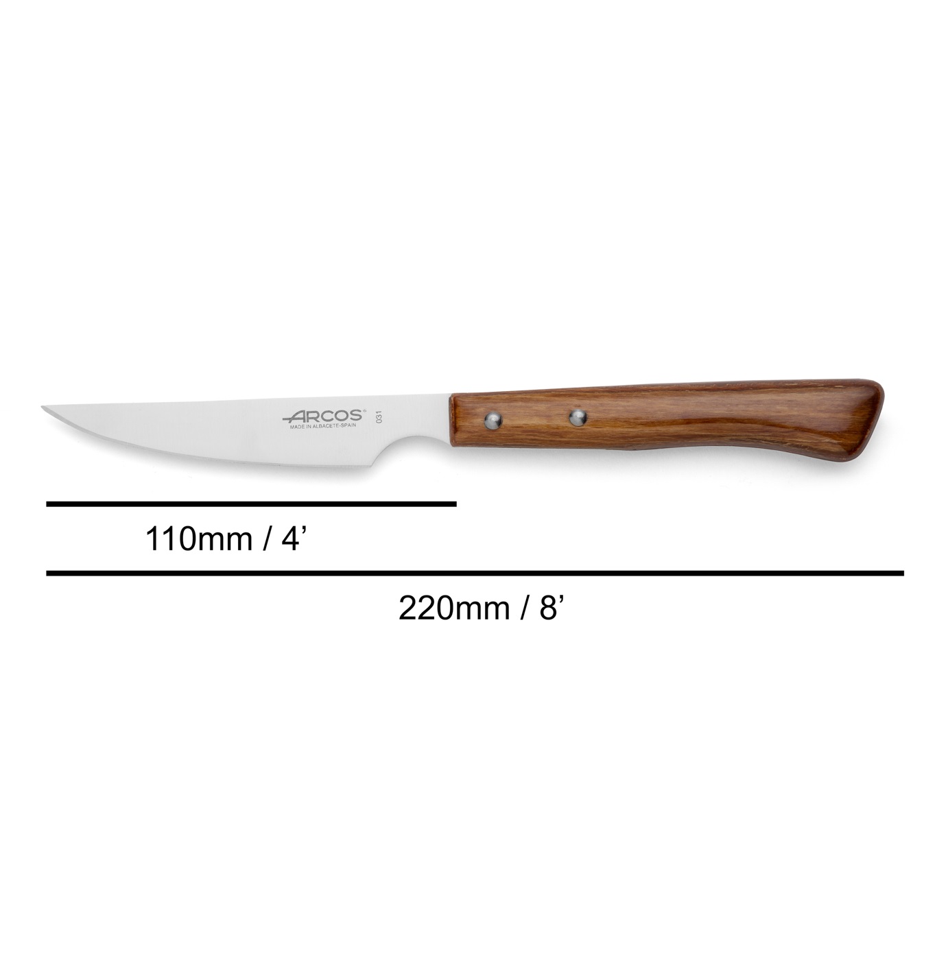 12 Arcos Gregorio Series 220mm Plain Edge Steak Knives with Compressed Wood Handles