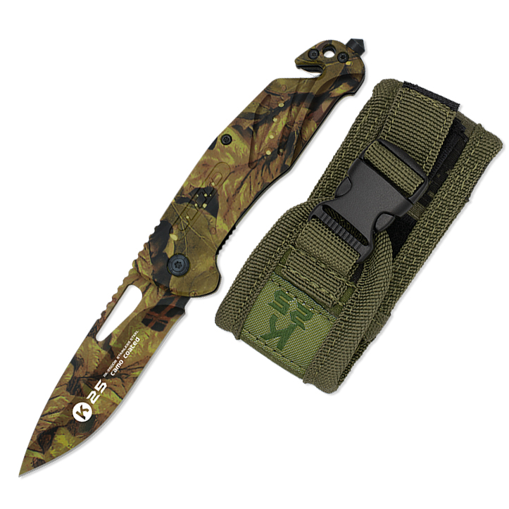Couteau de poche tactique camouflage K25 avec coupe ceinture et b...