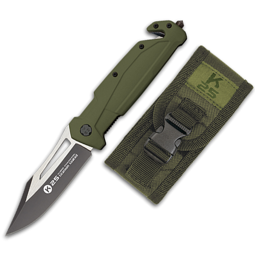Coltellino tattico K25 con taglierina per cinture a doppia lama