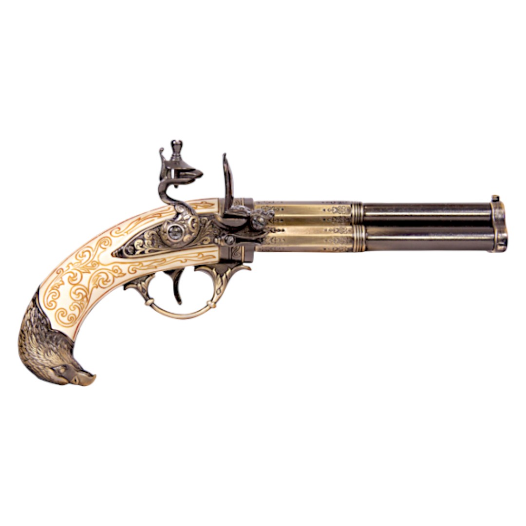 Pistola de chispa de tres cañones, Francia, siglo XVIII 5306