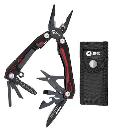 Alicate deportivo multiusos de K25 con diez usos y funda