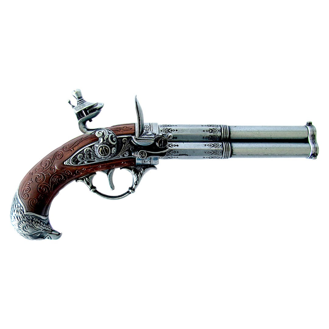 Pistola de chispa de tres cañones, Francia, siglo XVIII 1306