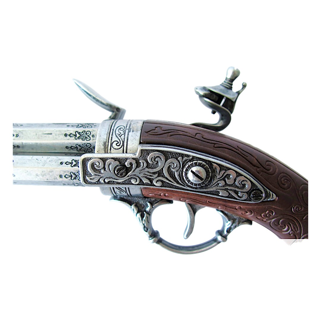 Dreiläufige Steinschlosspistole, Frankreich, 18. Jahrhundert, 1306