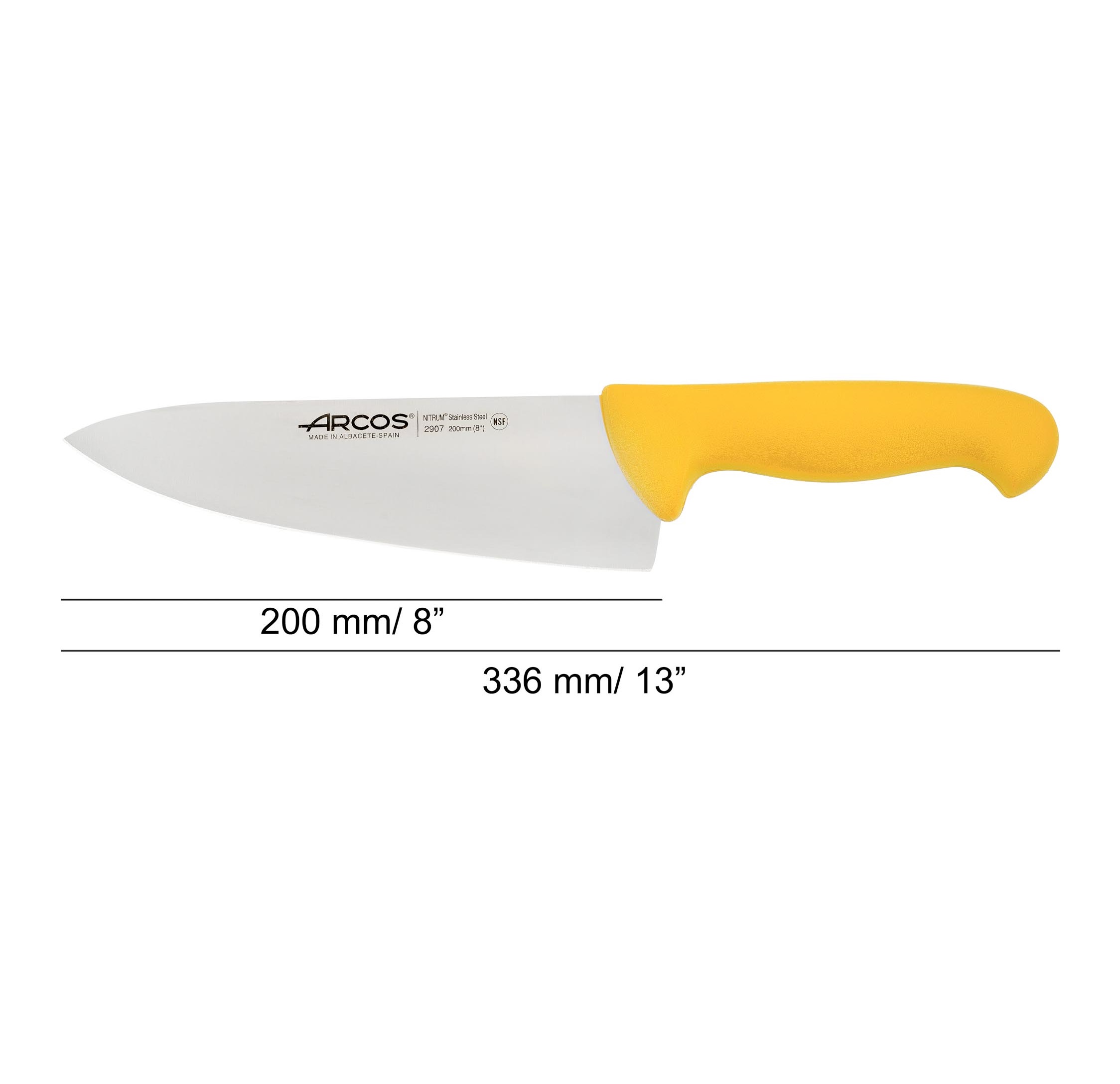 Coltello da chef largo con lama da 20 cm e manico in plastica colorata