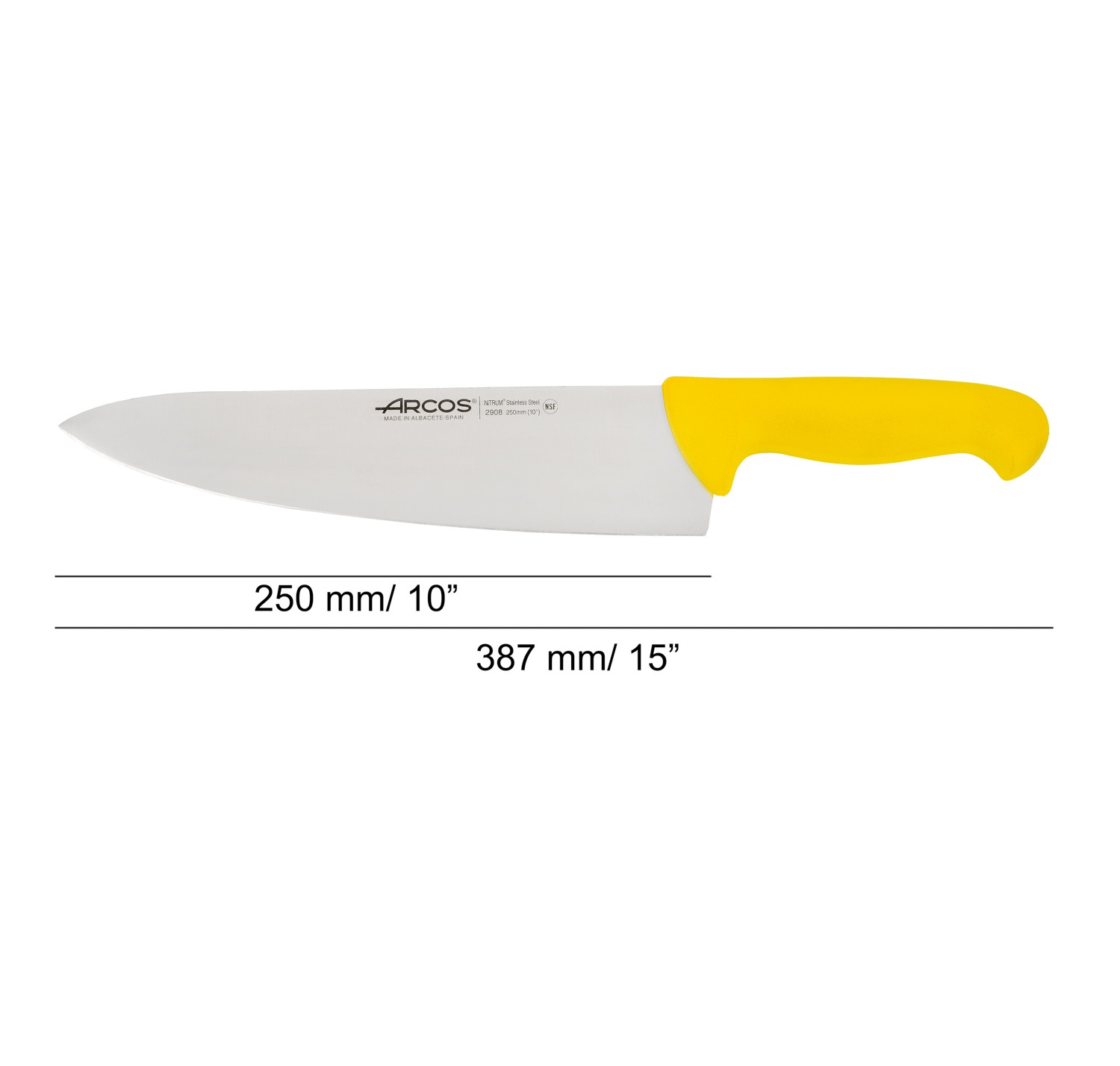 Coltello da chef largo con lama da 25 cm e manico in plastica colorata