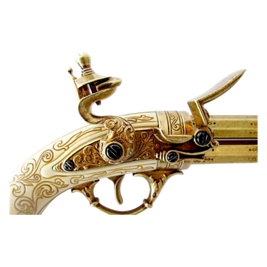 Réplique d'un pistolet antique à double canon Denix 1305