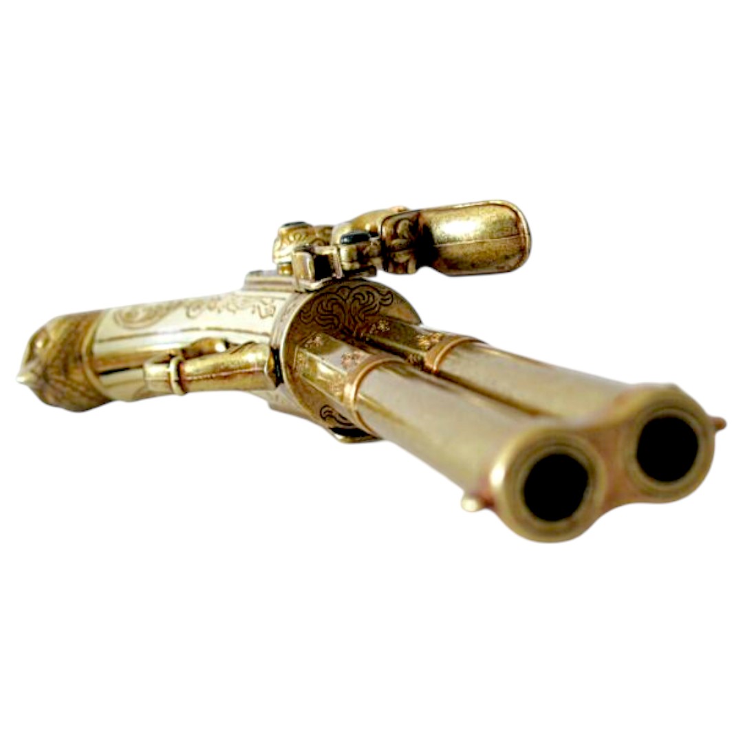 Réplique d'un pistolet antique à double canon Denix 1305