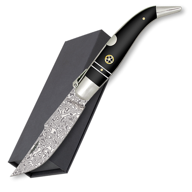 Taschenmesser von Albainox mit Damaszenerstahlklinge und goldenen...