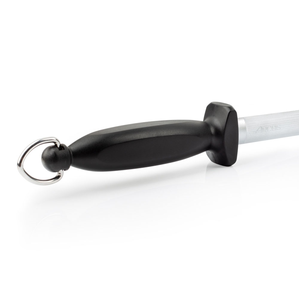 Chaira 300x20 mm de acero al carbono cromado Arcos con mango de polipropileno negro y gancho