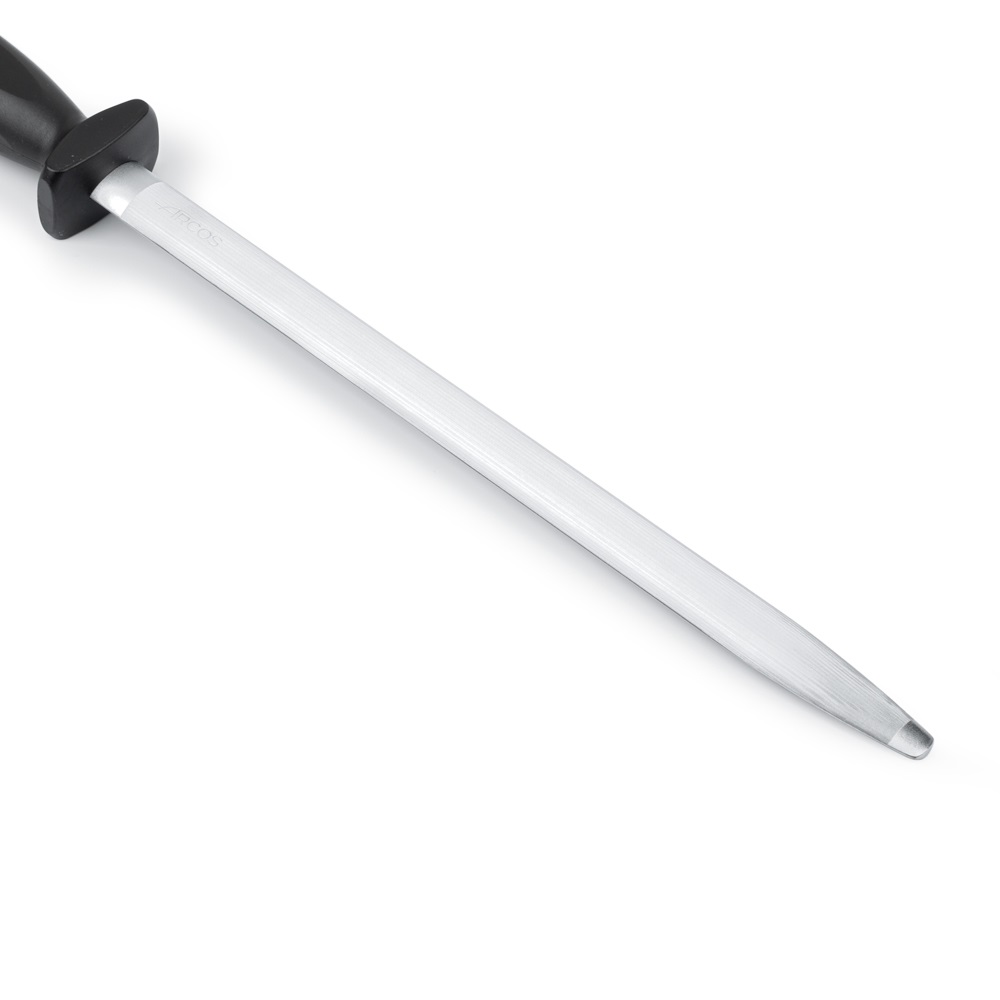 Chaira 300x20 mm de acero al carbono cromado Arcos con mango de polipropileno negro y gancho