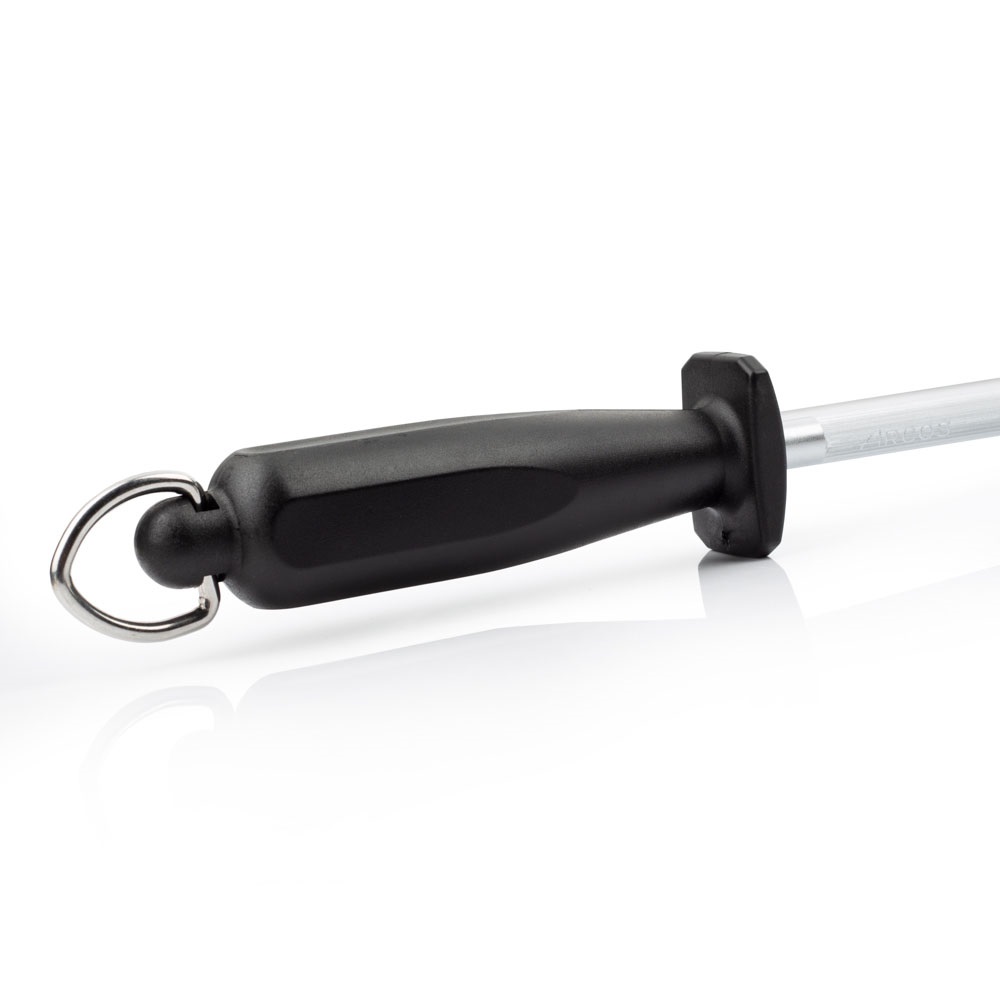 Chaira 230x10 mm acero al carbono cromado Arcos con mango de polipropileno negro y gancho