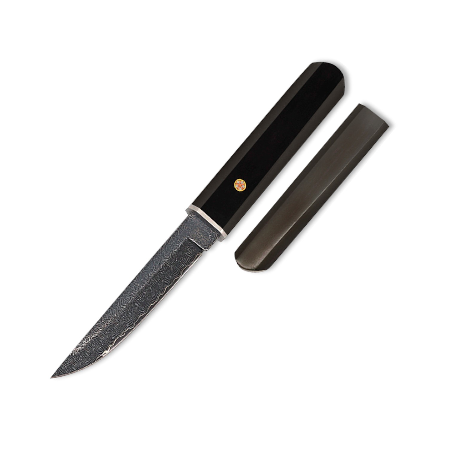 Messer mit 11 cm Klinge mit gealtertem Damast-Finish