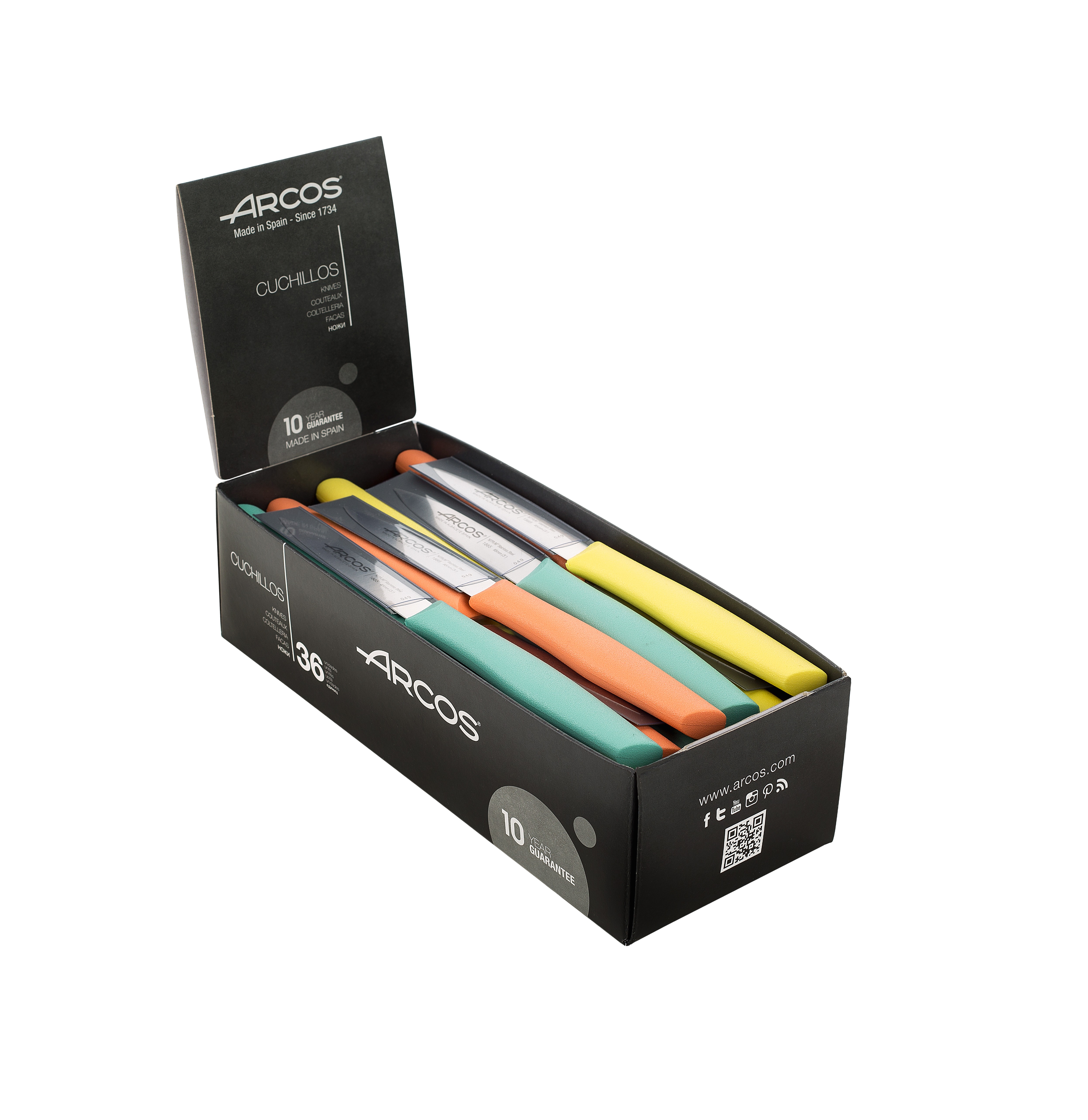 Boîte de 36 couteaux d'office Arcos Nova, lame de 85 mm, manche e...