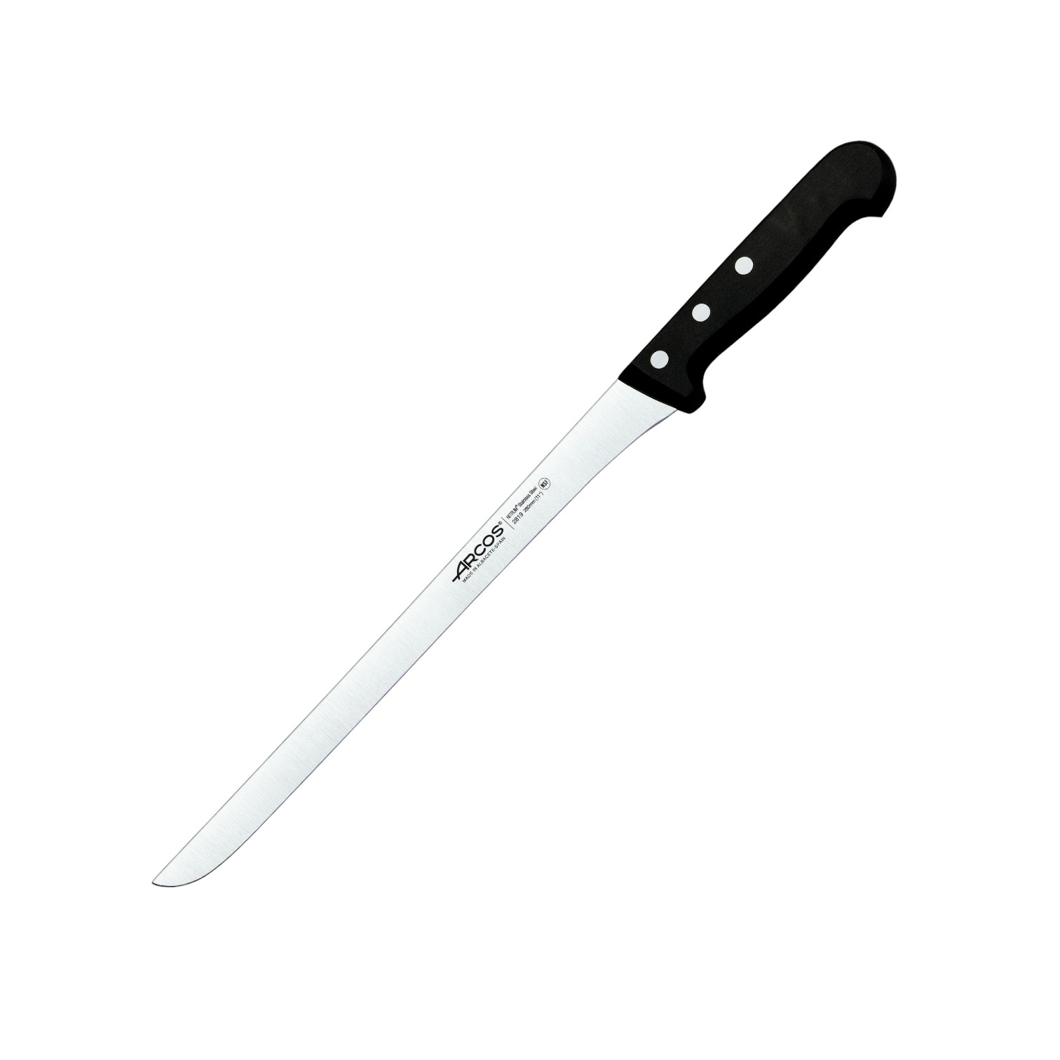 Cuchillo jamonero Arcos polioximetileno negro y hoja lisa de 280 ...
