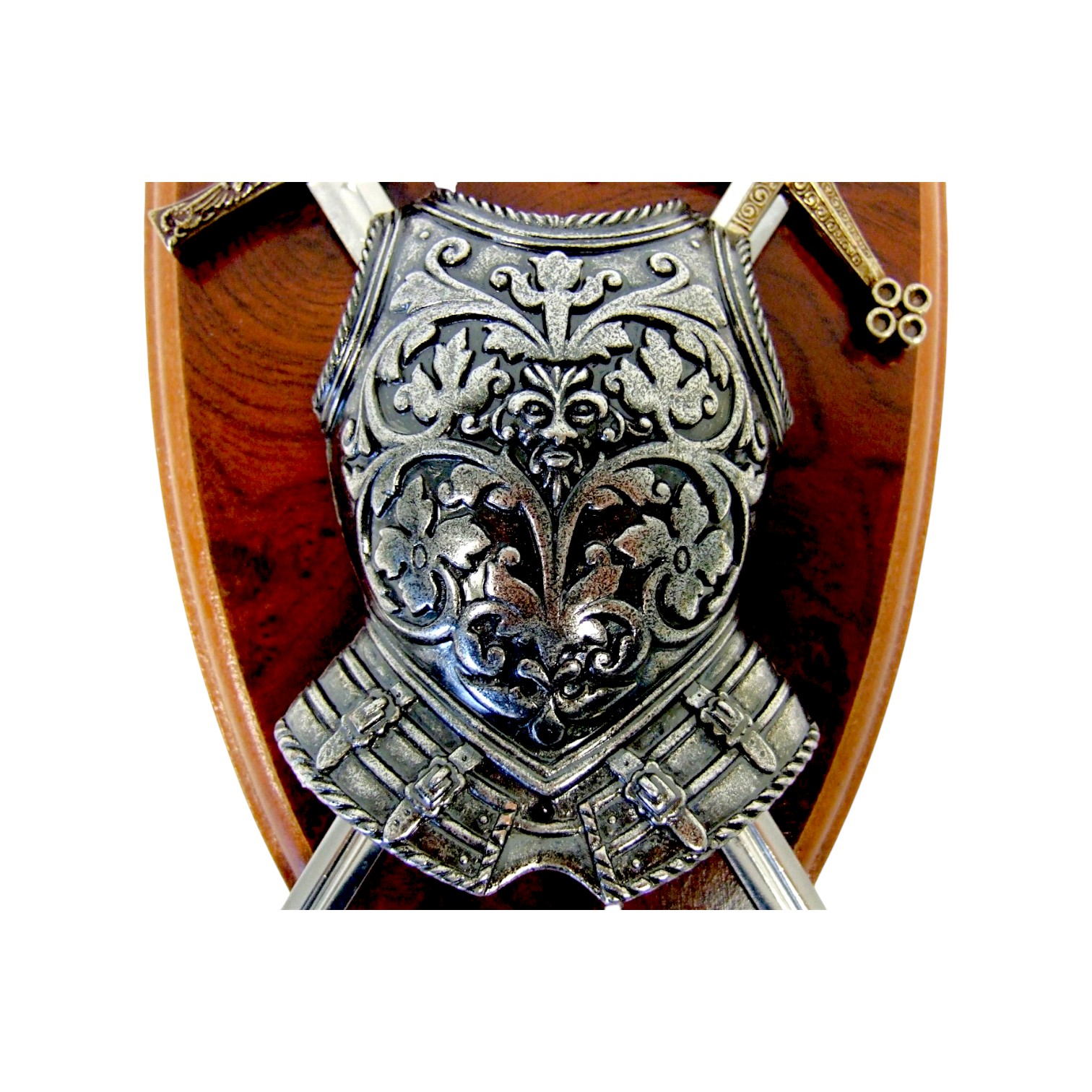 Panoplie avec cuirasse et 2 épées argentées Denix