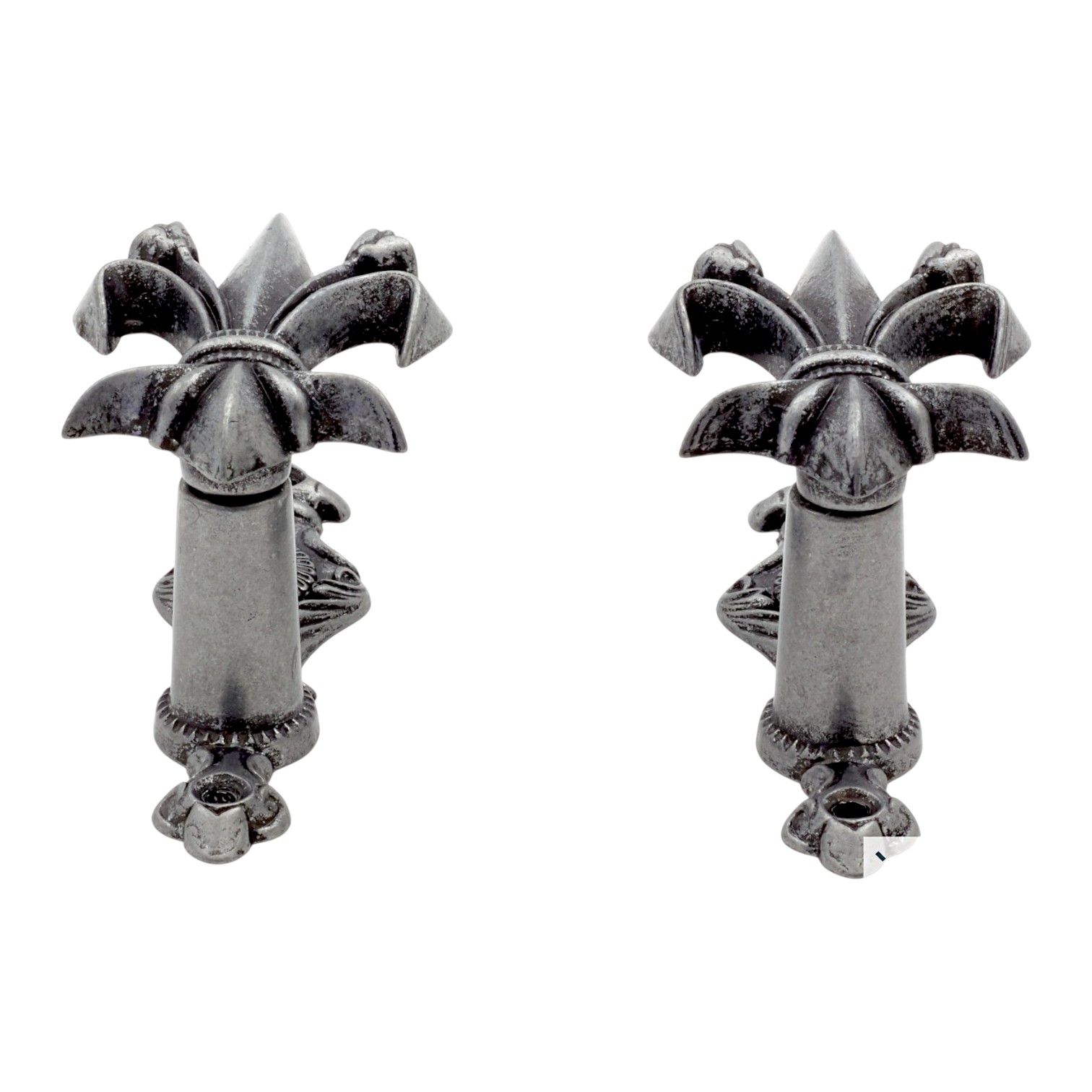 Cintre en forme de fleur de lys argenté, 2 pièces