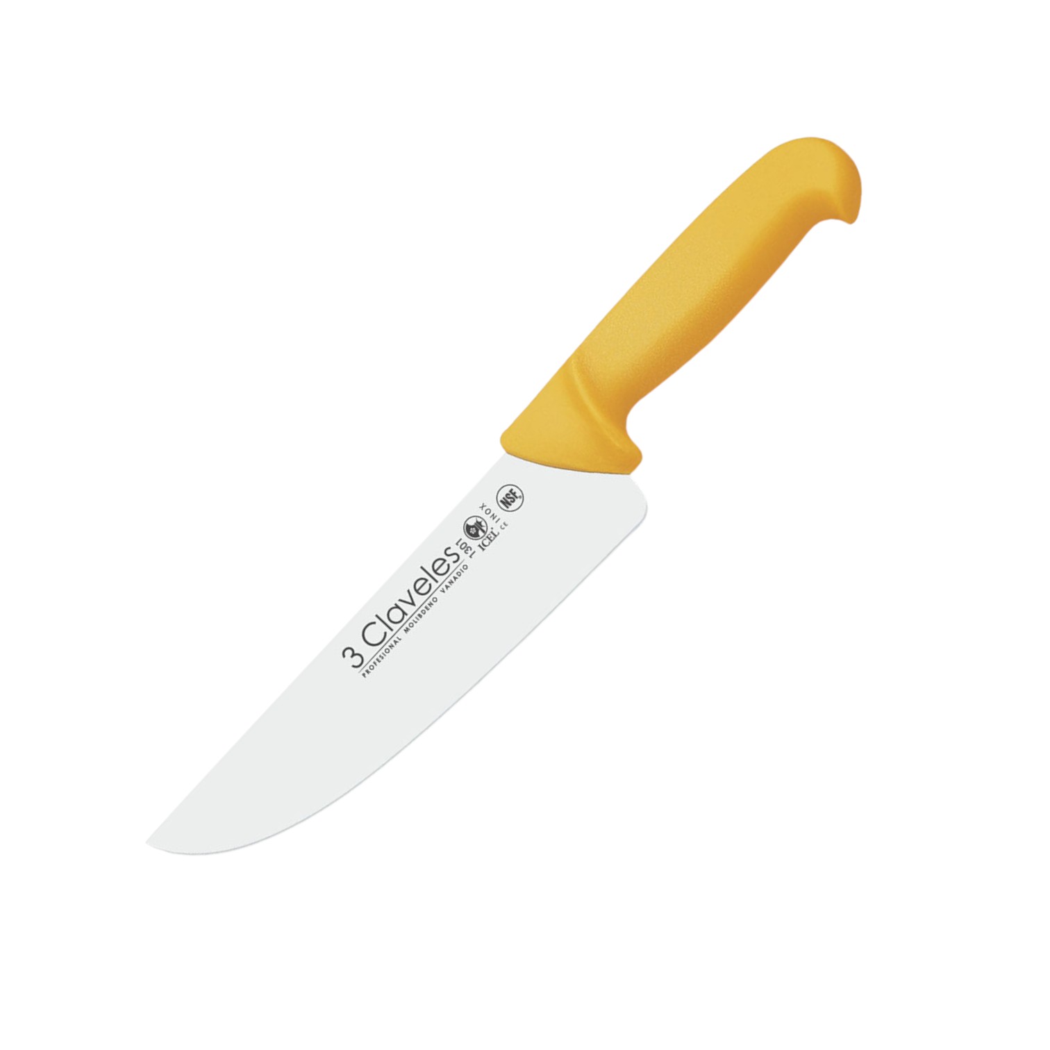 Couteau de boucher large avec lame de 20 cm et manche en polyprop...