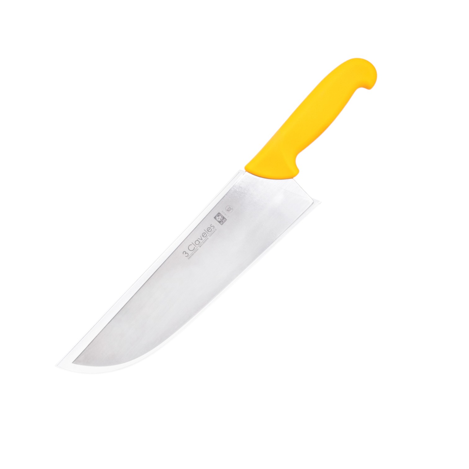 Couteau de boucher large avec lame de 27 cm et manche en polypropylène jaune