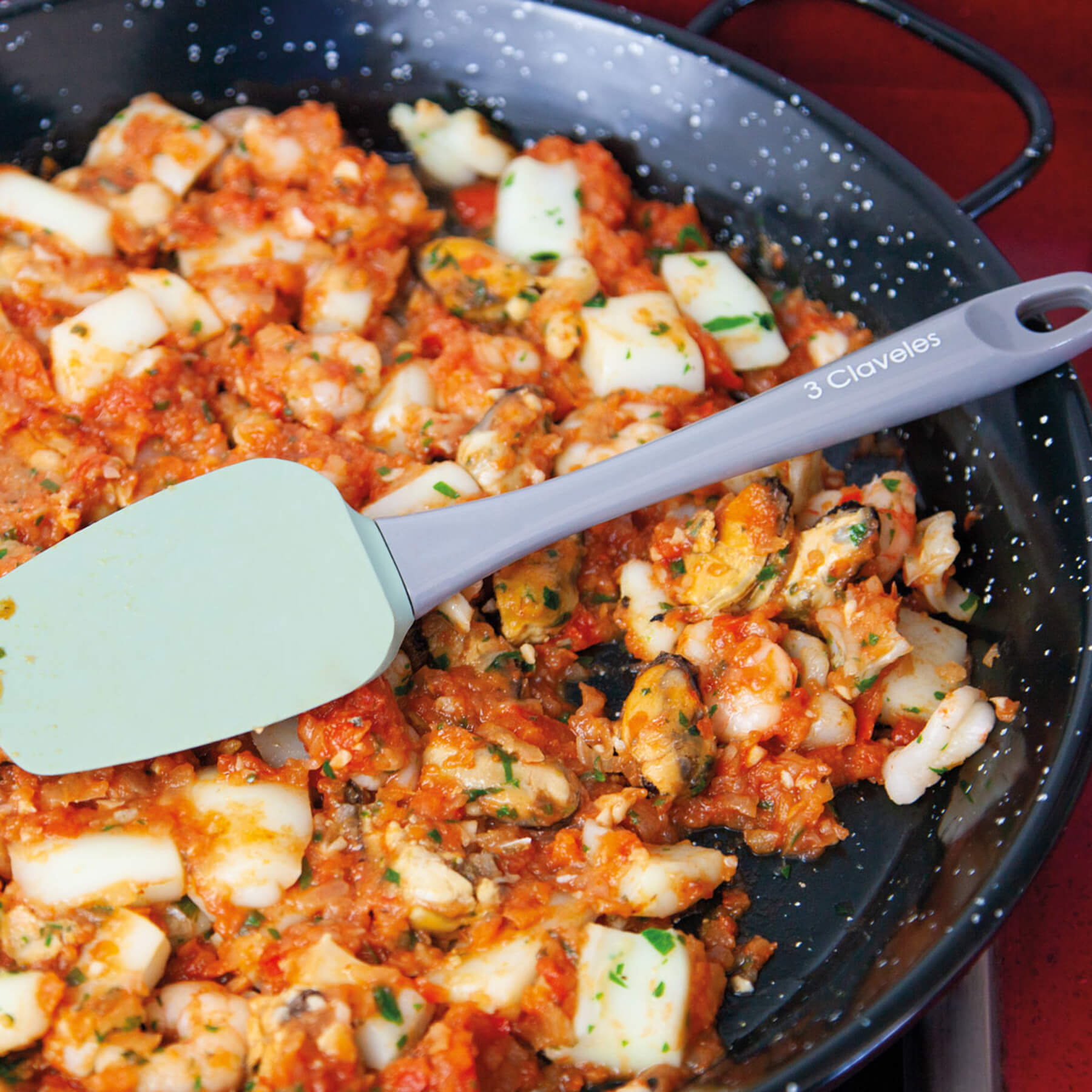 3Claveles Silikon-Küchenlöffel mit BPA-freiem Polystyrolgriff