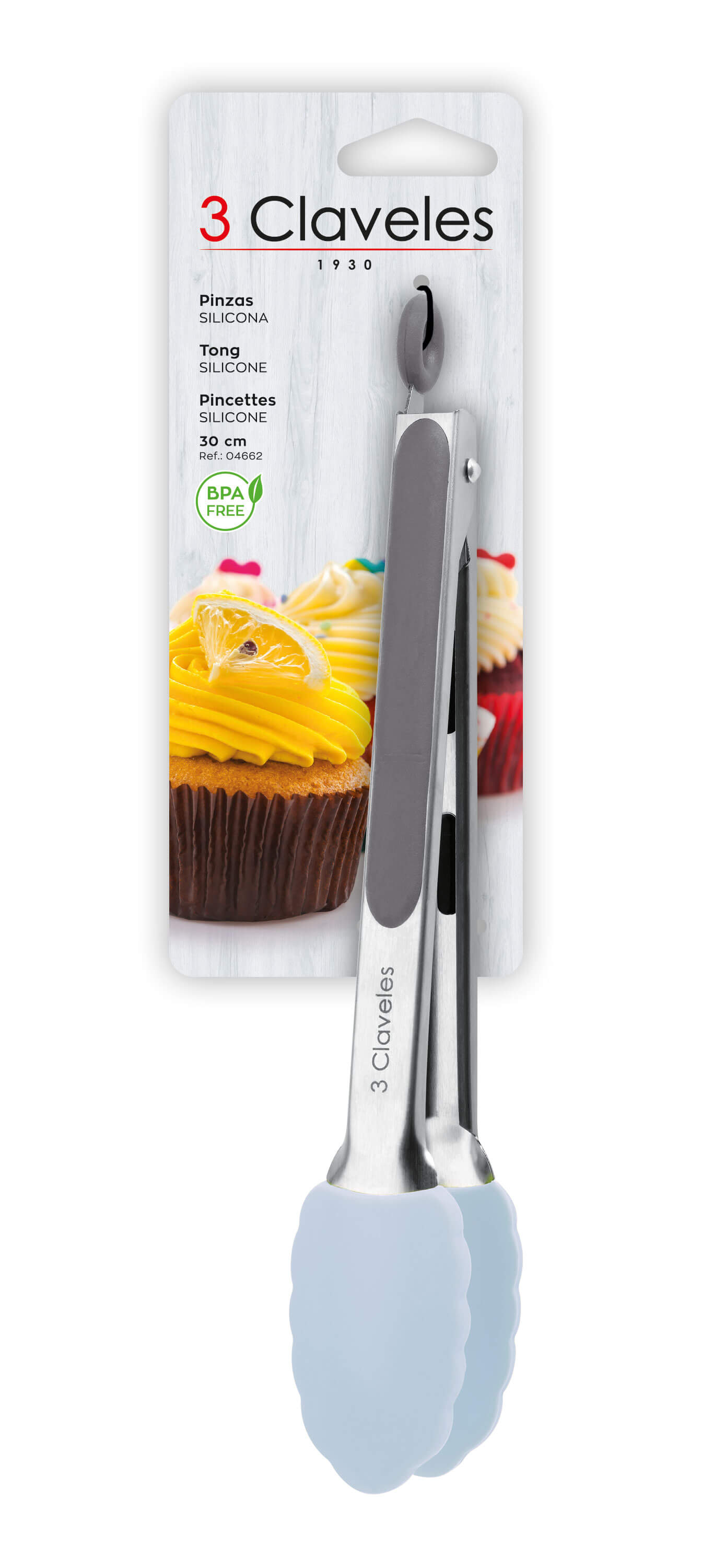 Pinces de cuisine en silicone sans BPA (3 Claveles)