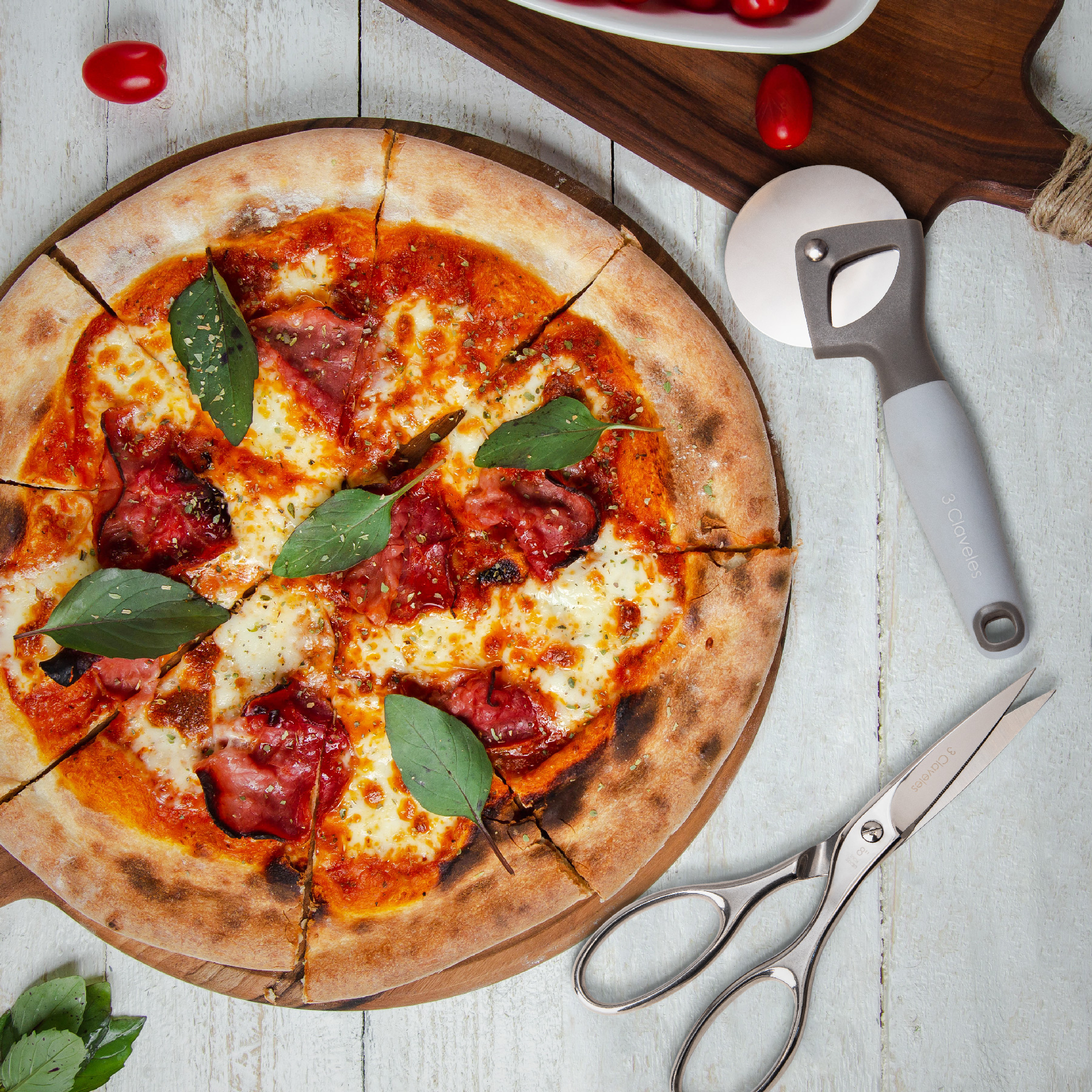 Coupe-pizza en acier inoxydable avec manche en TPR et polypropylène, 3 lames, sans BPA