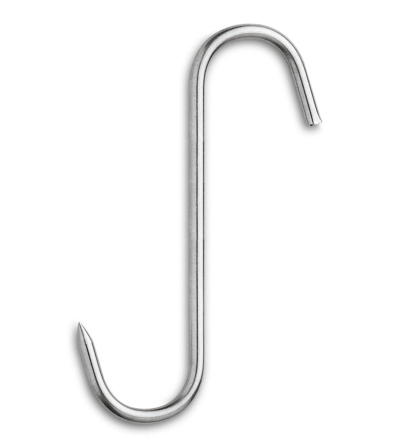 Crochet à viande, modèle S, acier inoxydable, 18x6 cm, 3 clavette...