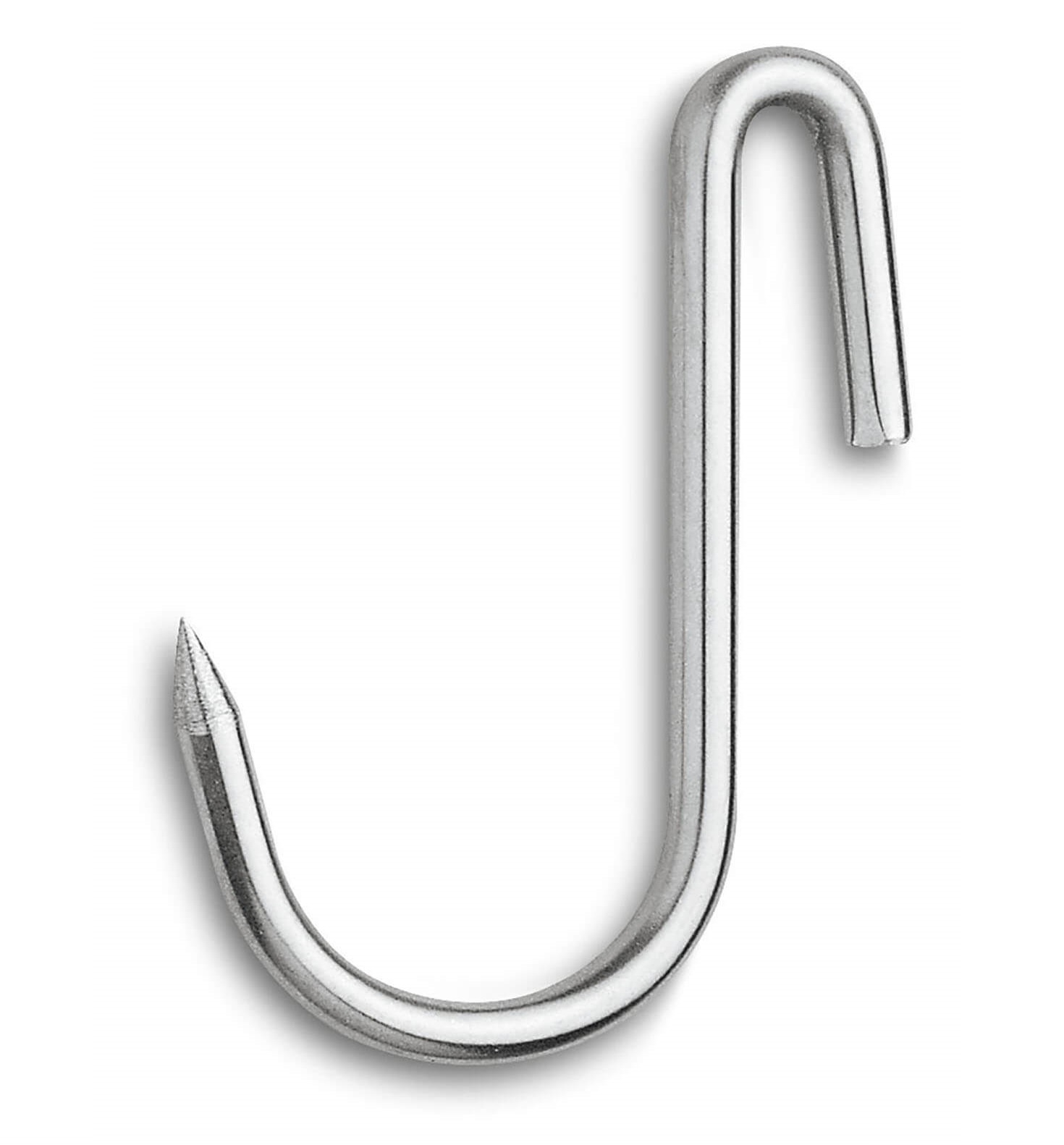 Crochet à viande, modèle J, acier inoxydable, 10x4 cm, 3 Claveles