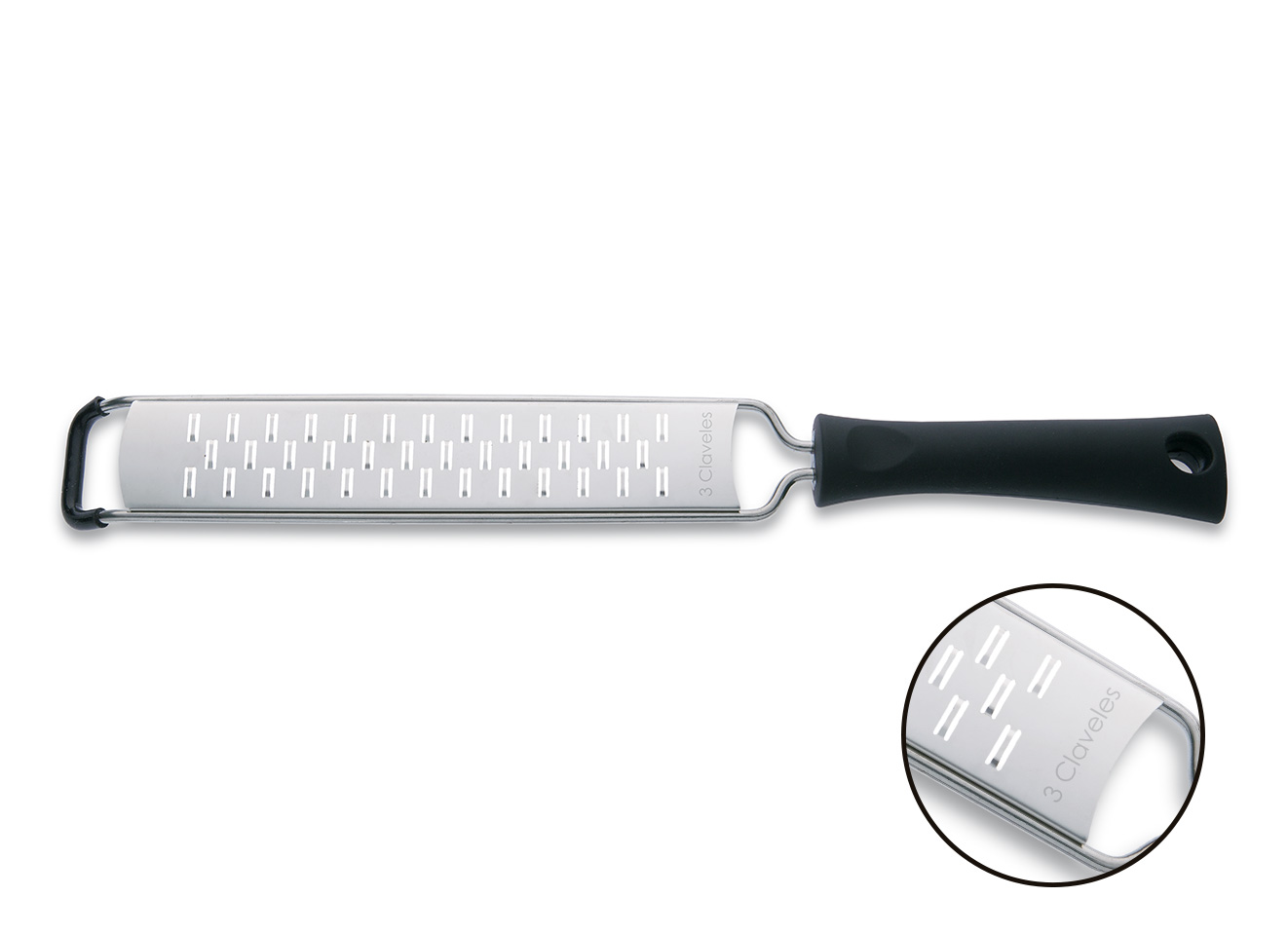 3Claveles Stainless Steel Fine Julienne Grater with TPR and Polypropylene Handle