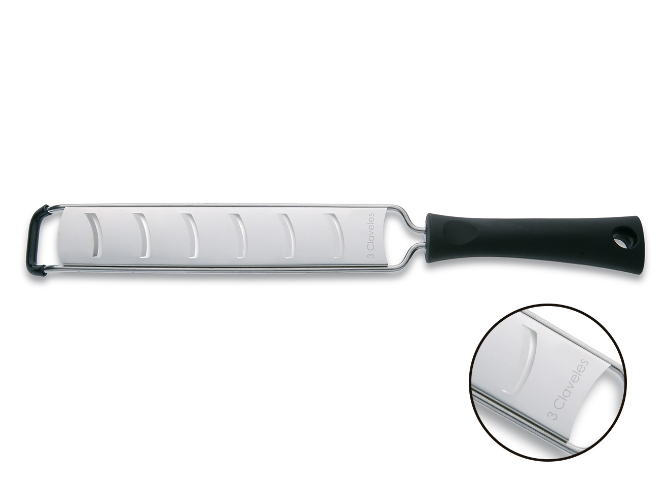 Râpe à lame en acier inoxydable 3Claveles avec manche en TPR et polypropylène