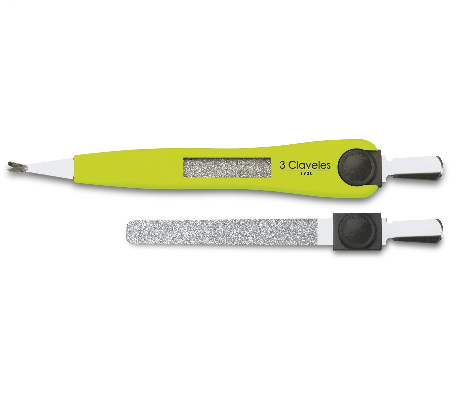 Cortador de cutículas com lixa colorida, expositor com 24 unidades, 3 Claveles