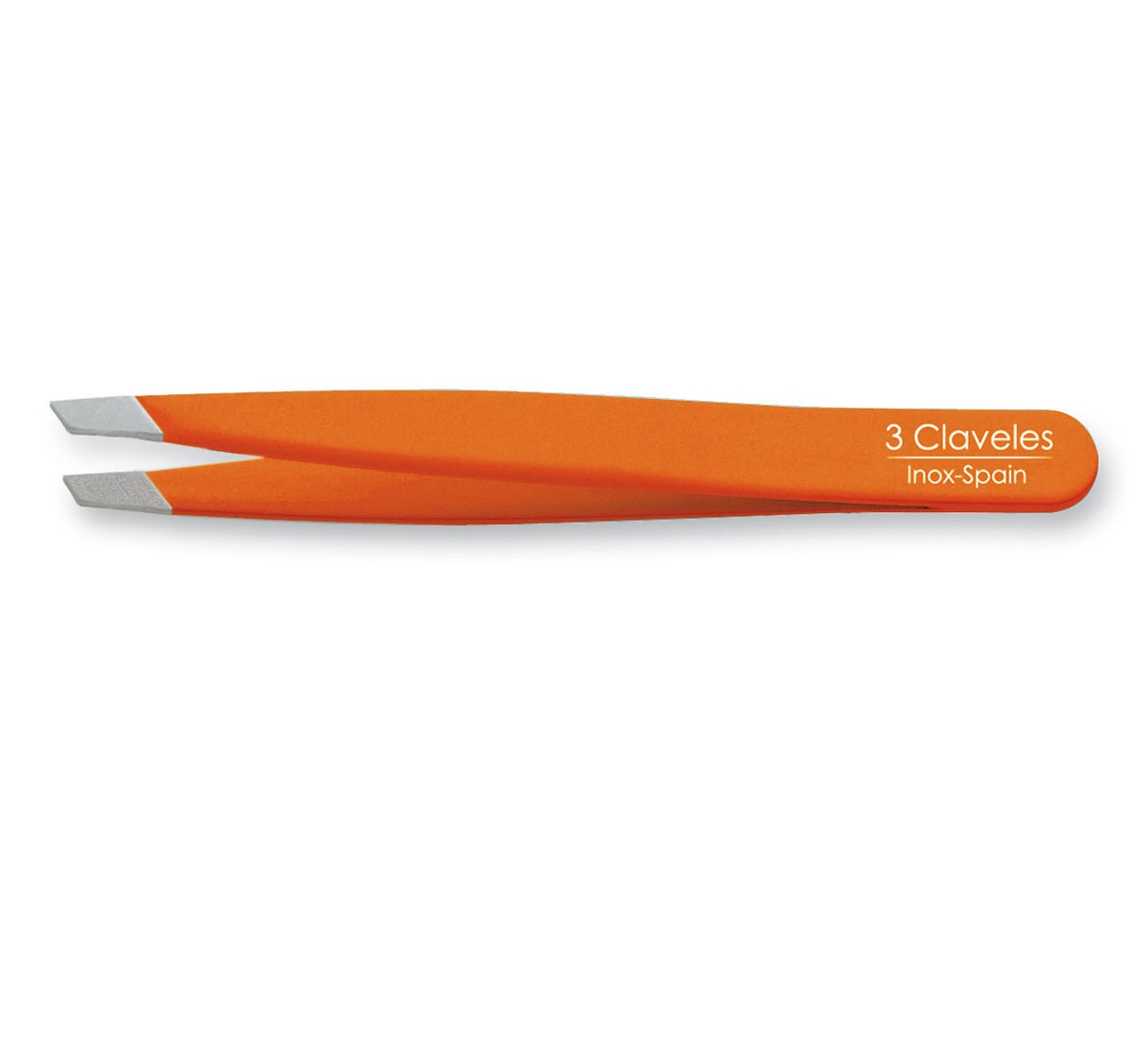 Pinza de depilar naranja con punta sesgada 10 cm 3 Claveles