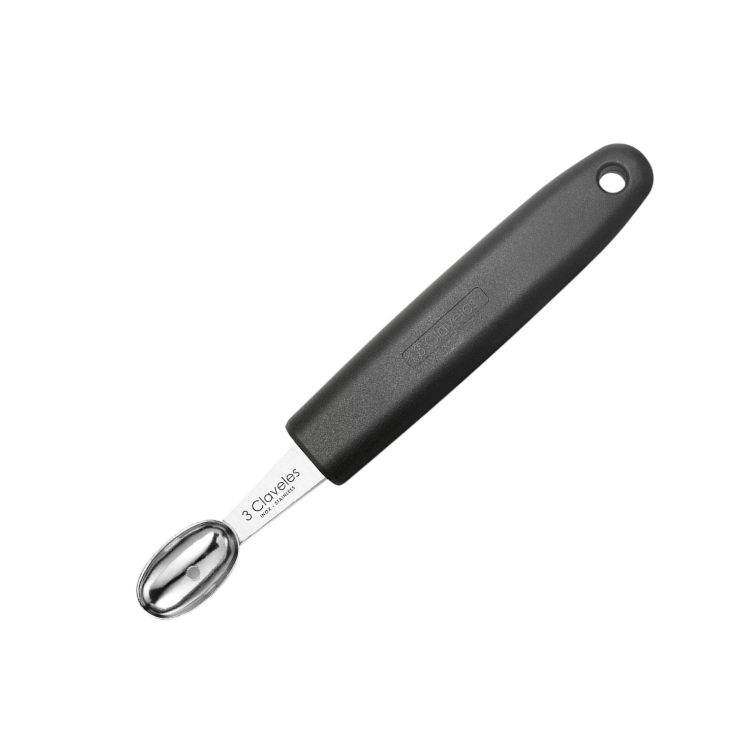 Évidoir ovale 15,5 cm, manche en polypropylène noir, 3 Claveles