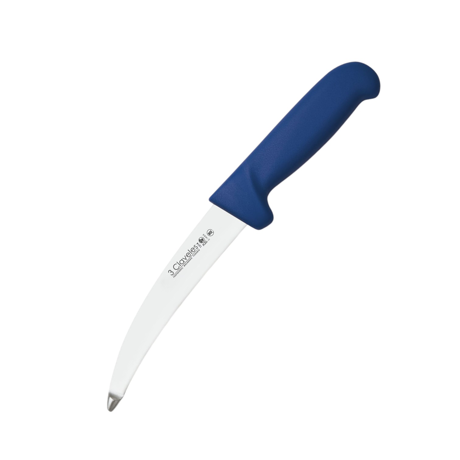 Coltello da trippa curvo da 15 cm con manico in polipropilene blu...