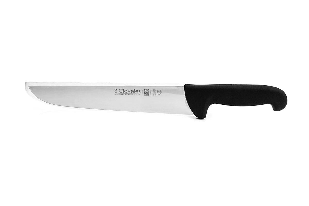Butcher knife with 26cm blade and black proflex handle 3 Claveles 8073