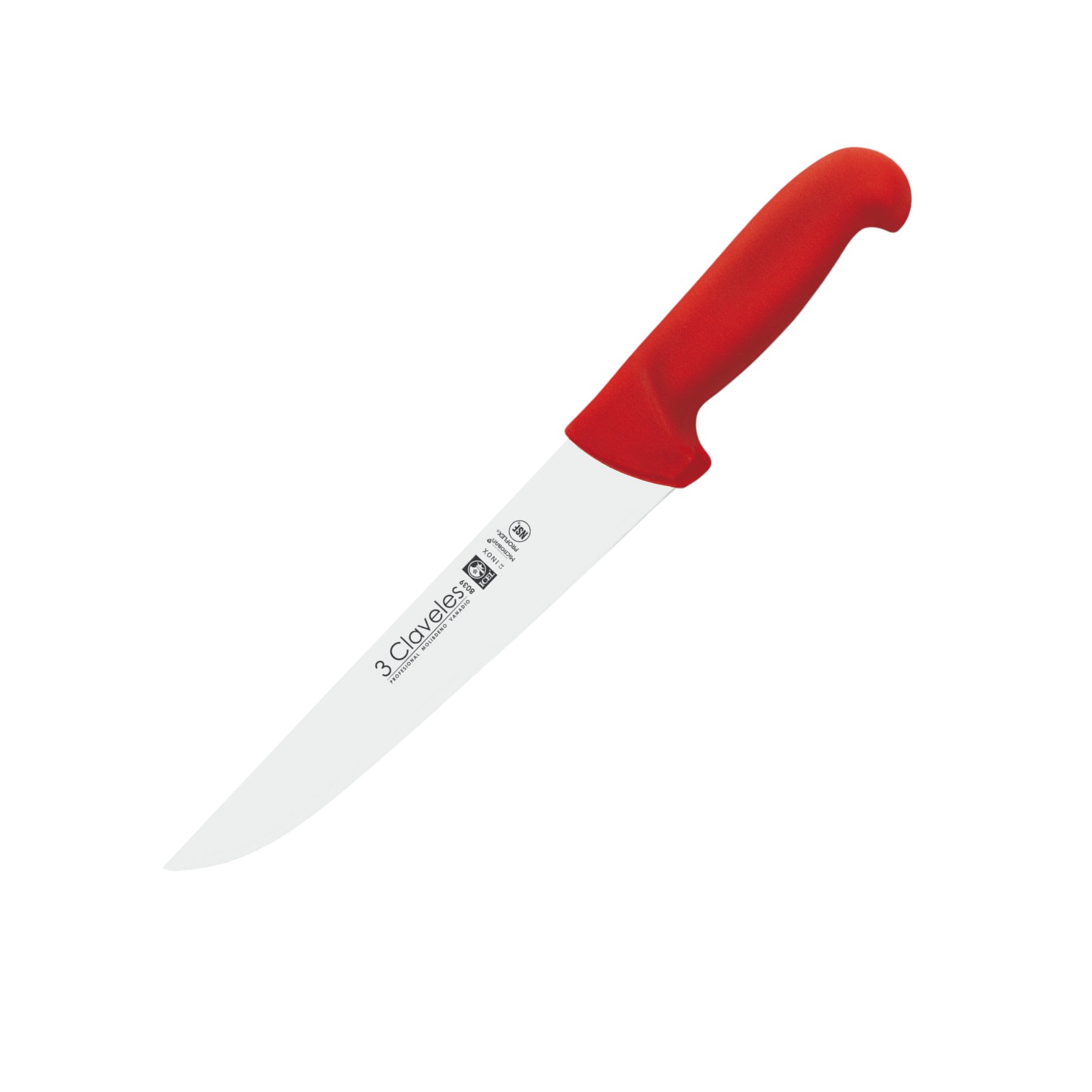 Butcher knife with 26cm blade and red proflex handle 3 Claveles