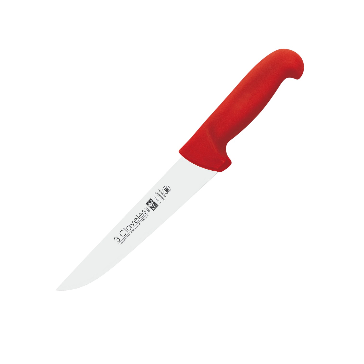 3 Claveles butcher knife with 20cm blade and red proflex handle