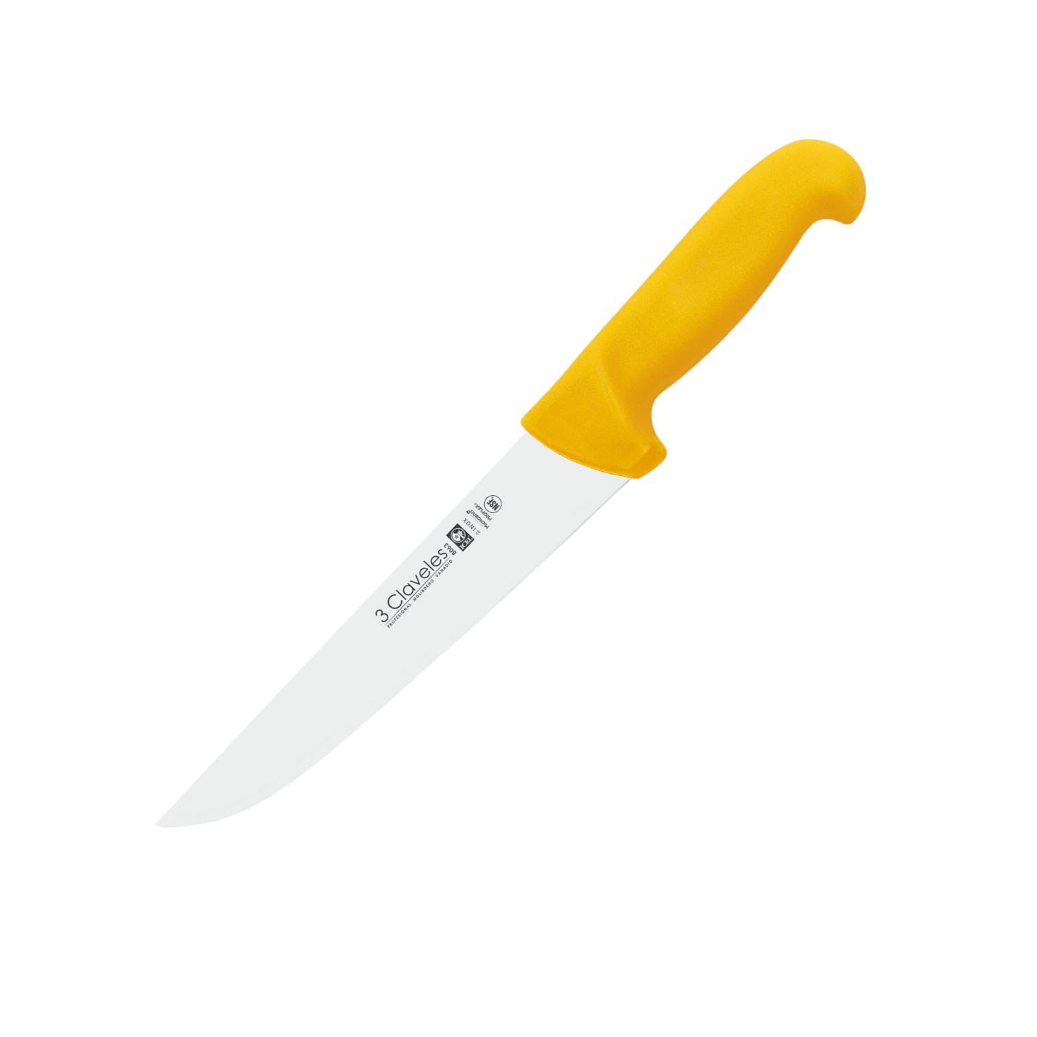 3 Claveles butcher knife with 24cm blade and yellow proflex handl...