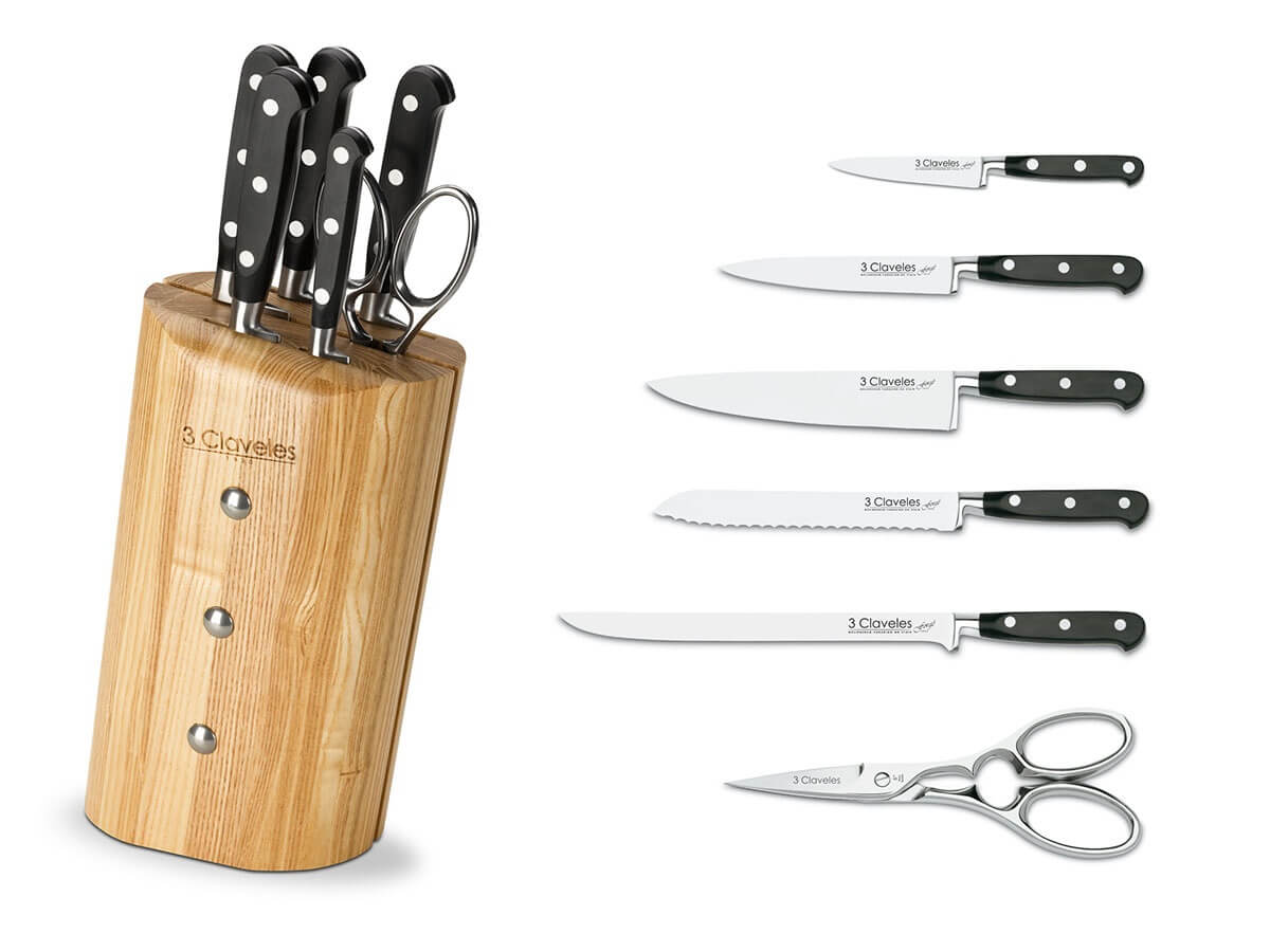 3 Claveles Forgé 5-teiliges Messer- und Scherenset im Block