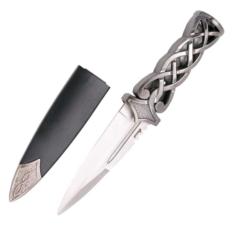 Dague courbée avec lame de 22,5 cm et manche noir avec décorations en nickel