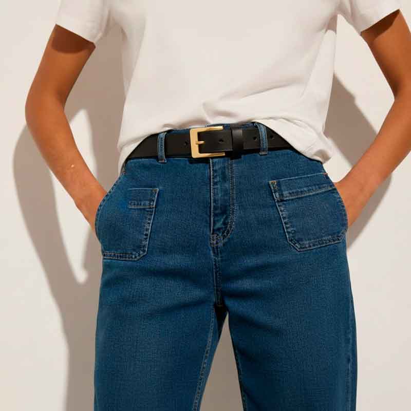 Cintura in pelle fibbia dorata 25-71405